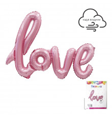 Надпись LOVE розовая в упаковке, фольгированный шар 39*99