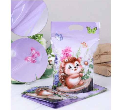 Мешочек подарочный 15*23см zip lock с ручками рисунок в ассортименте (уп50шт)